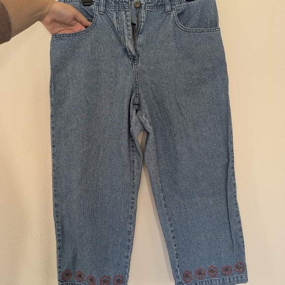 Christopher&Banks Y2K Jeans Embroidered Floral Accent Straight Leg Women's sz 10 - Picture 3 of 9